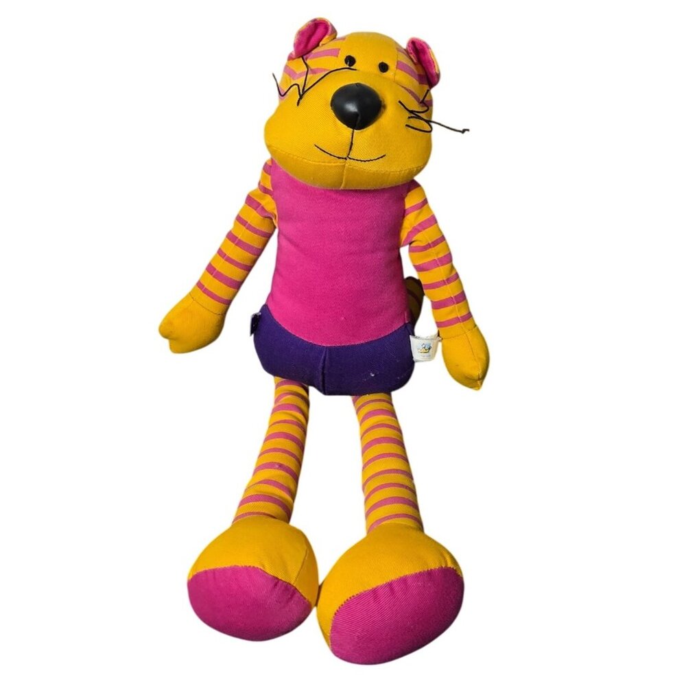 Manhattan Baby Tiger Plush Stuffed Animal Striped Long Legs Arms Neon Cat Bright